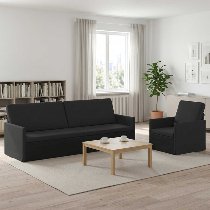 Set de canapea 2 pcs Negru Țesătură WALTI