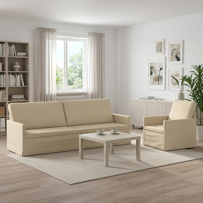 Set de canapea 2 pcs Crem Țesătură WALTI