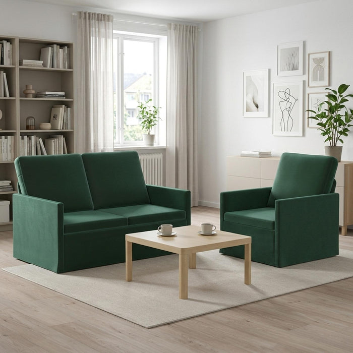 Set de canapea 2 pcs Verde închis Catifea WALTI