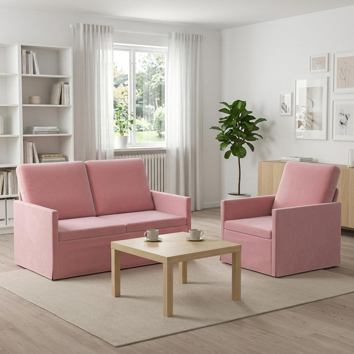 Set de canapea 2 pcs Roz Catifea WALTI