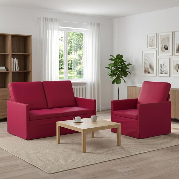 Set de canapea 2 pcs Roșu Vin Catifea WALTI