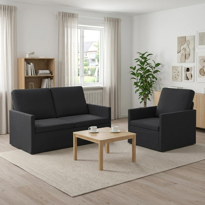 Set de canapea 2 pcs Negru Catifea WALTI