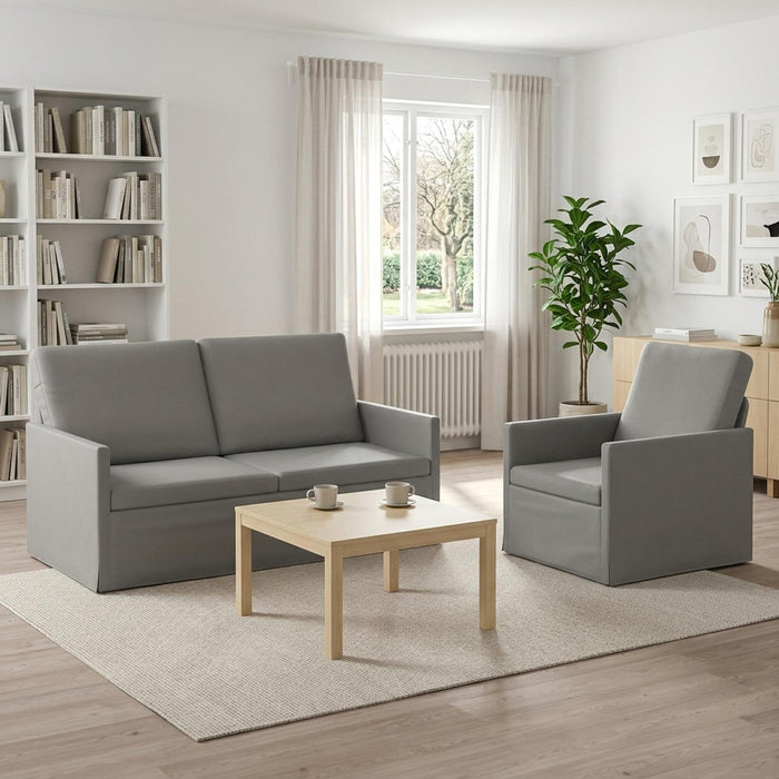 Set de canapea 2 pcs Gri deschis Catifea WALTI