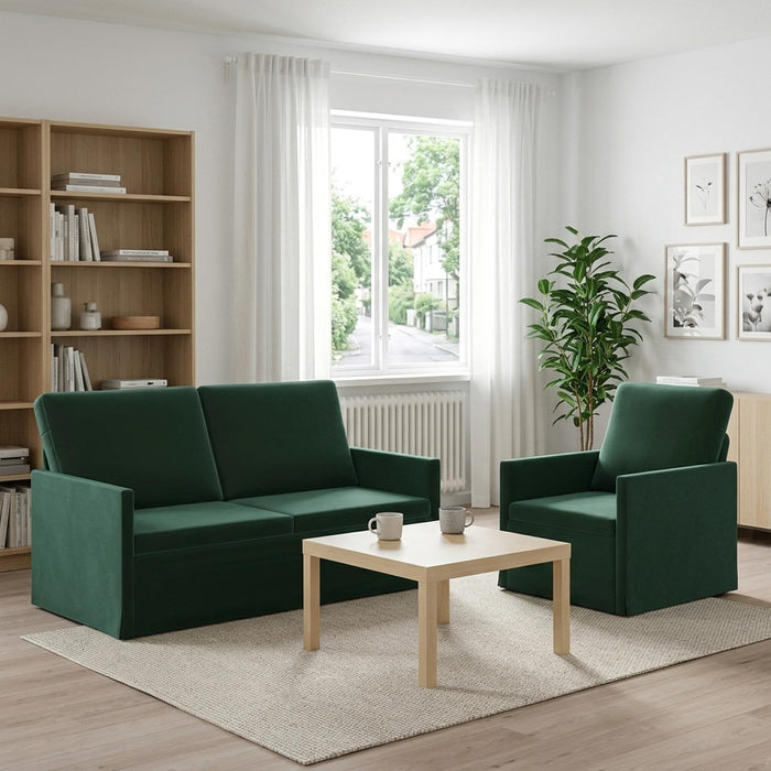 Set de canapea 2 pcs Verde închis Catifea WALTI