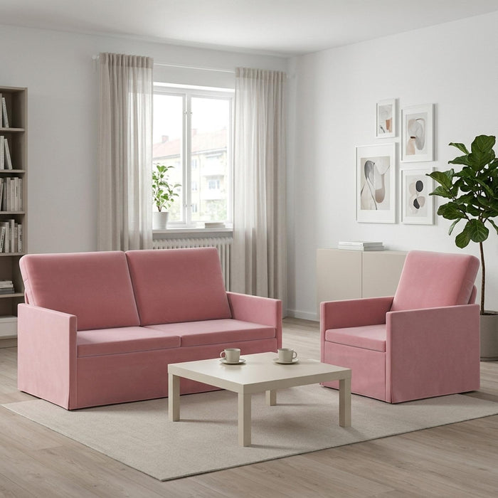 Set de canapea 2 pcs Roz Catifea WALTI
