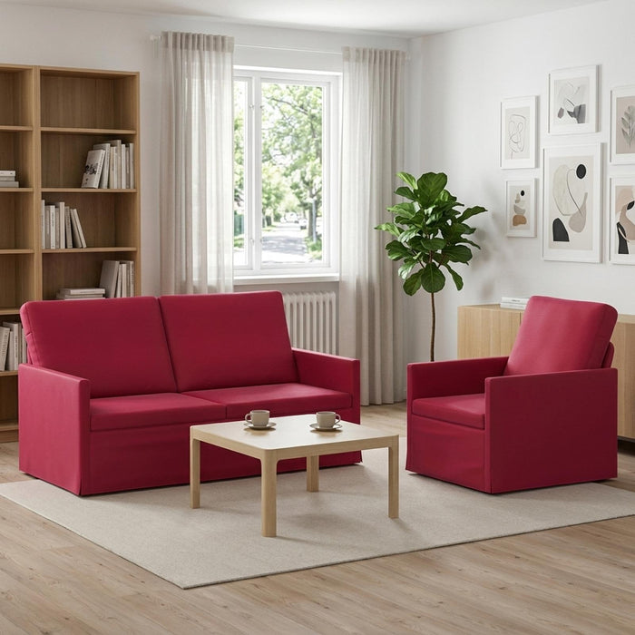 Set de canapea 2 pcs Roșu Vin Catifea WALTI