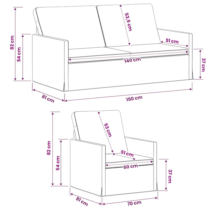 Set de canapea 2 pcs Negru Catifea WALTI