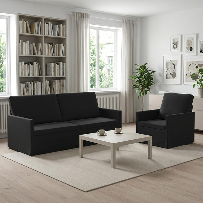 Set de canapea 2 pcs Negru Catifea WALTI