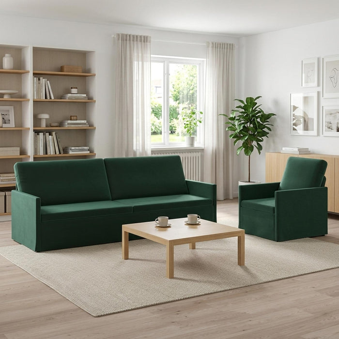 Set de canapea 2 pcs Verde închis Catifea WALTI