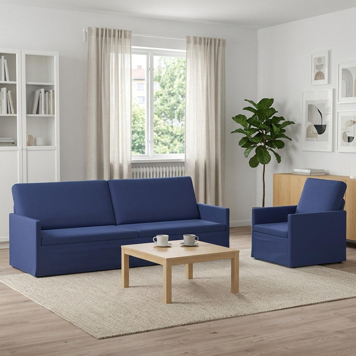 Set de canapea 2 pcs Albastru Poliție Catifea WALTI