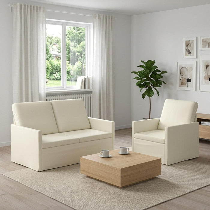 Set de canapea 2 pcs Crem Țesătură din corduroy WALTI