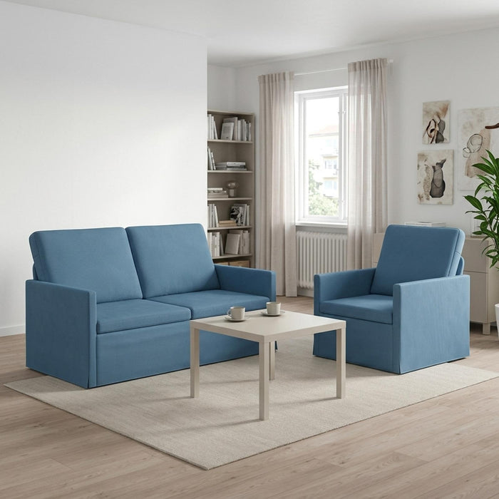 Set de canapea 2 pcs albastru Țesătură din corduroy WALTI
