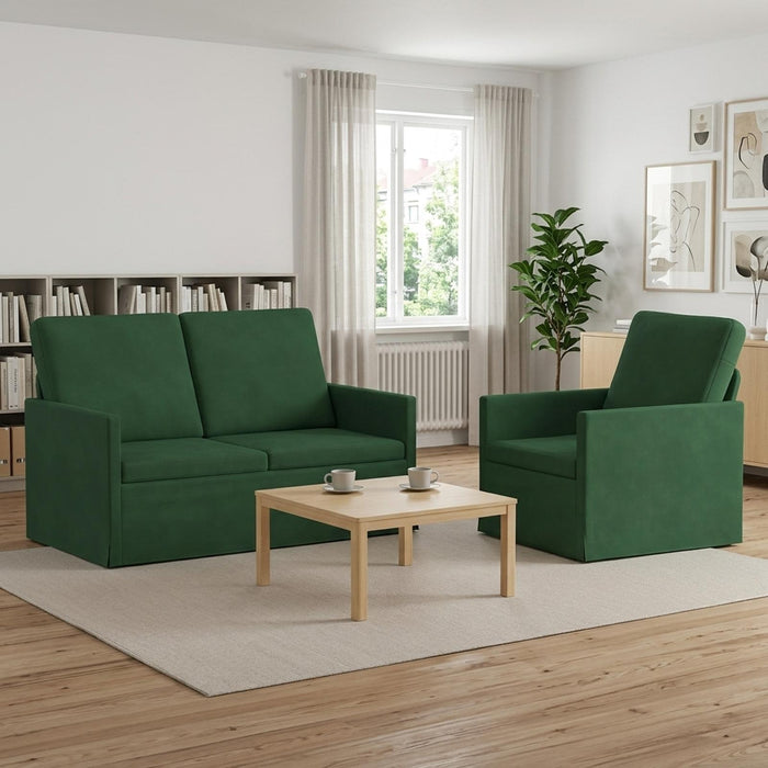 Set de canapea 2 pcs Verde Junglă Țesătură din corduroy WALTI