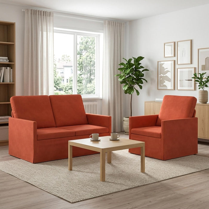 Set de canapea 2 pcs Roșu portocalie Țesătură din corduroy WALTI