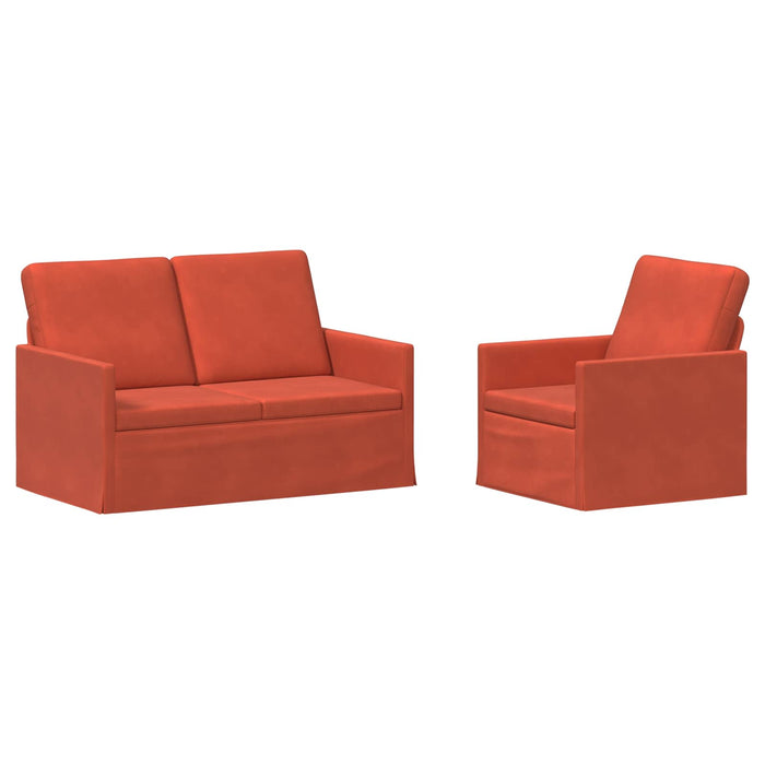 Set de canapea 2 pcs Roșu portocalie Țesătură din corduroy WALTI