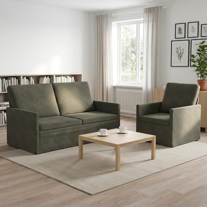 Set de canapea 2 pcs Gri deschis Țesătură din corduroy WALTI