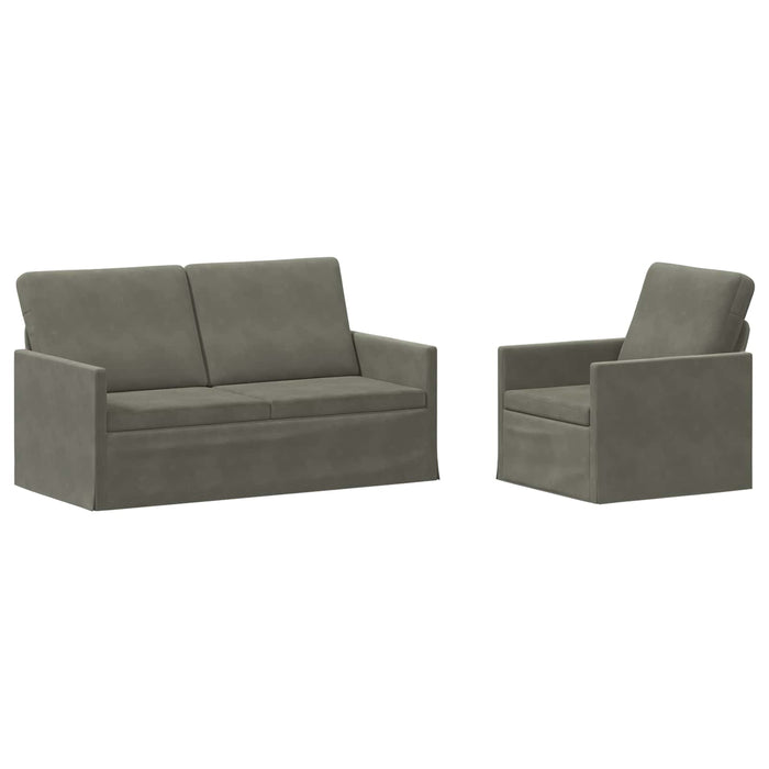 Set de canapea 2 pcs Gri deschis Țesătură din corduroy WALTI