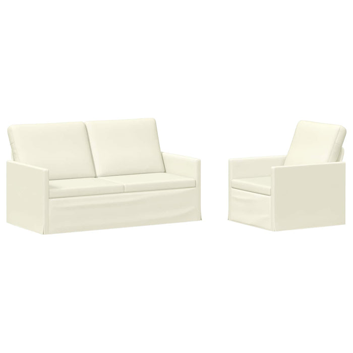 Set de canapea 2 pcs Crem Țesătură din corduroy WALTI