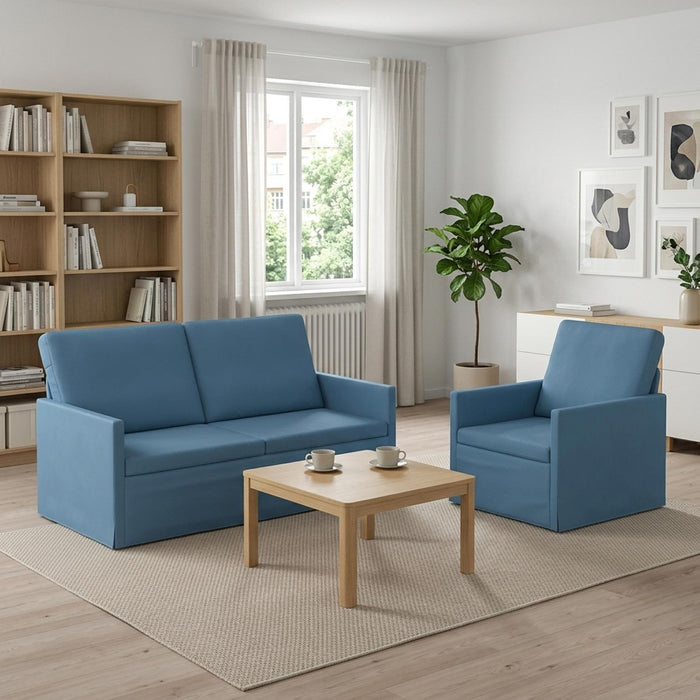Set de canapea 2 pcs albastru Țesătură din corduroy WALTI