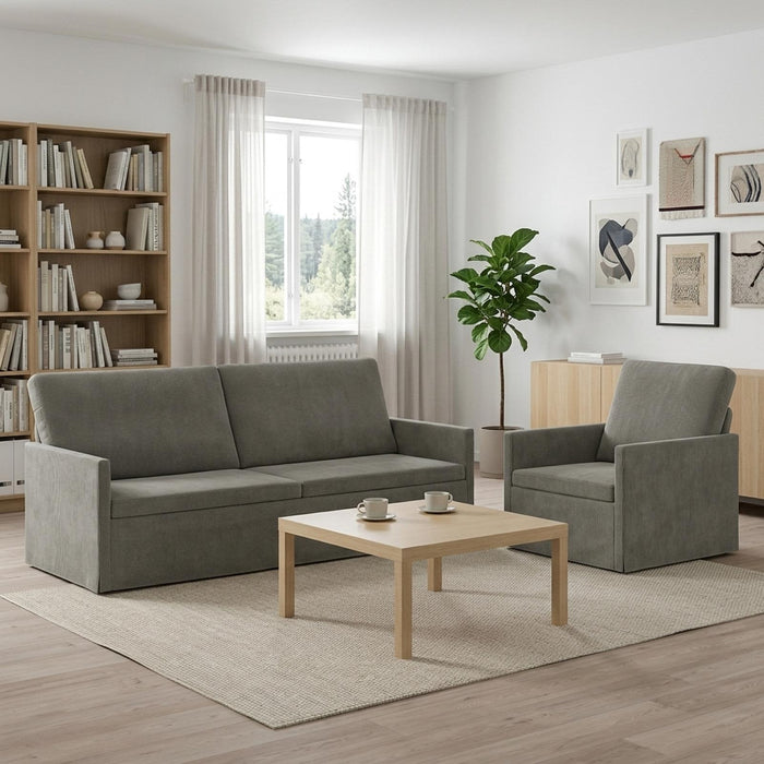 Set de canapea 2 pcs Gri deschis Țesătură din corduroy WALTI