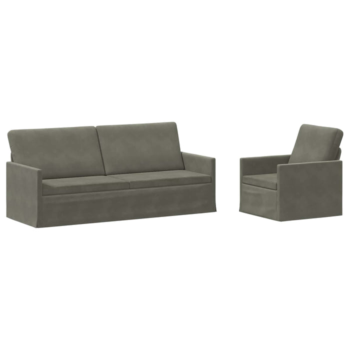 Set de canapea 2 pcs Gri deschis Țesătură din corduroy WALTI