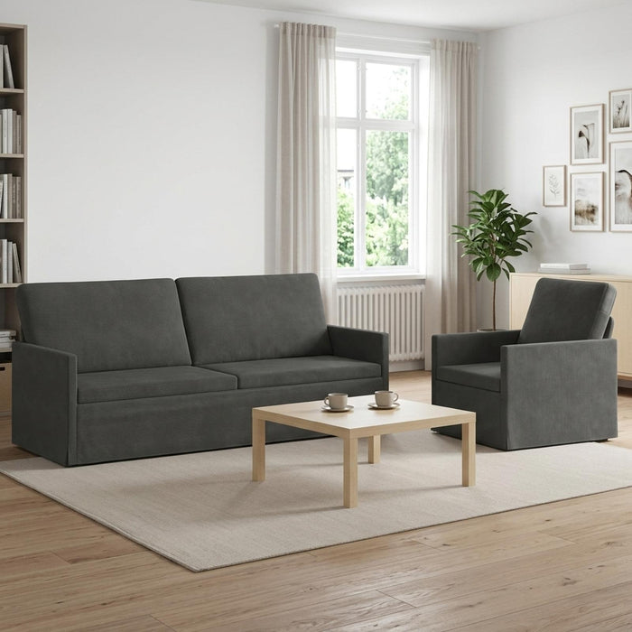 Set de canapea 2 pcs Gri închis Țesătură din corduroy WALTI