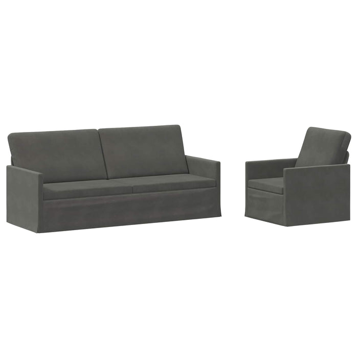 Set de canapea 2 pcs Gri închis Țesătură din corduroy WALTI