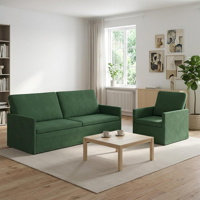Set de canapea 2 pcs Verde Junglă Țesătură din corduroy WALTI