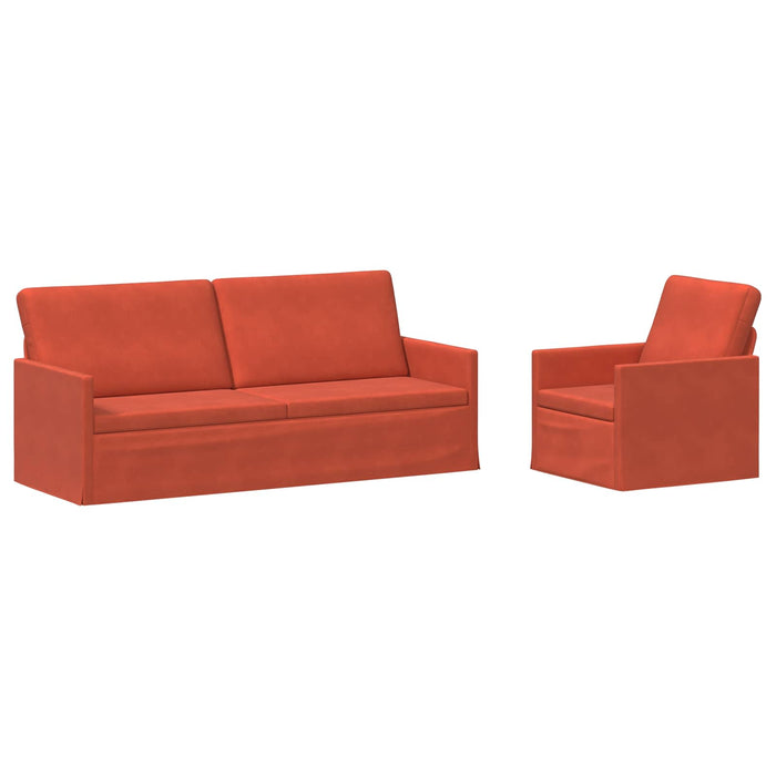 Set de canapea 2 pcs Roșu portocalie Țesătură din corduroy WALTI