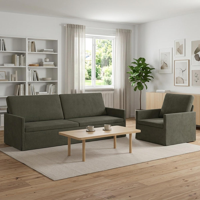 Set de canapea 2 pcs Gri deschis Țesătură din corduroy WALTI
