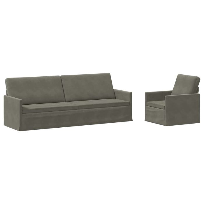 Set de canapea 2 pcs Gri deschis Țesătură din corduroy WALTI