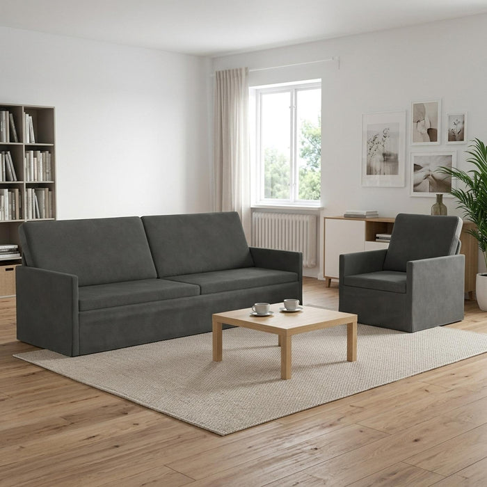 Set de canapea 2 pcs Gri închis Țesătură din corduroy WALTI