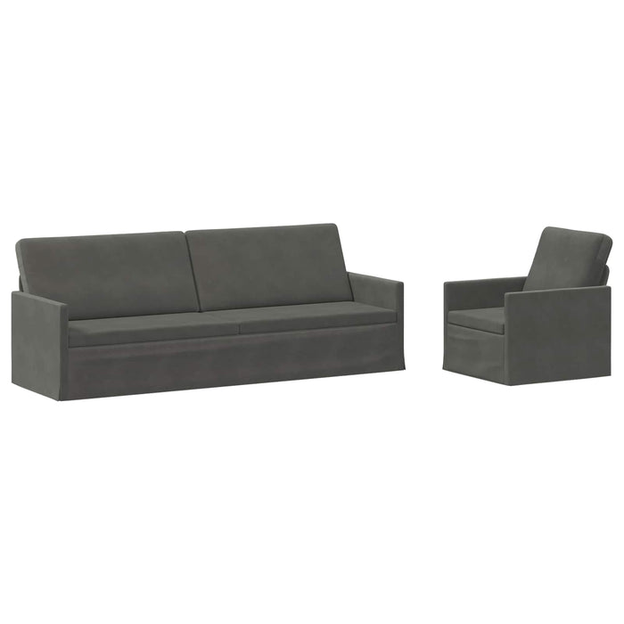 Set de canapea 2 pcs Gri închis Țesătură din corduroy WALTI