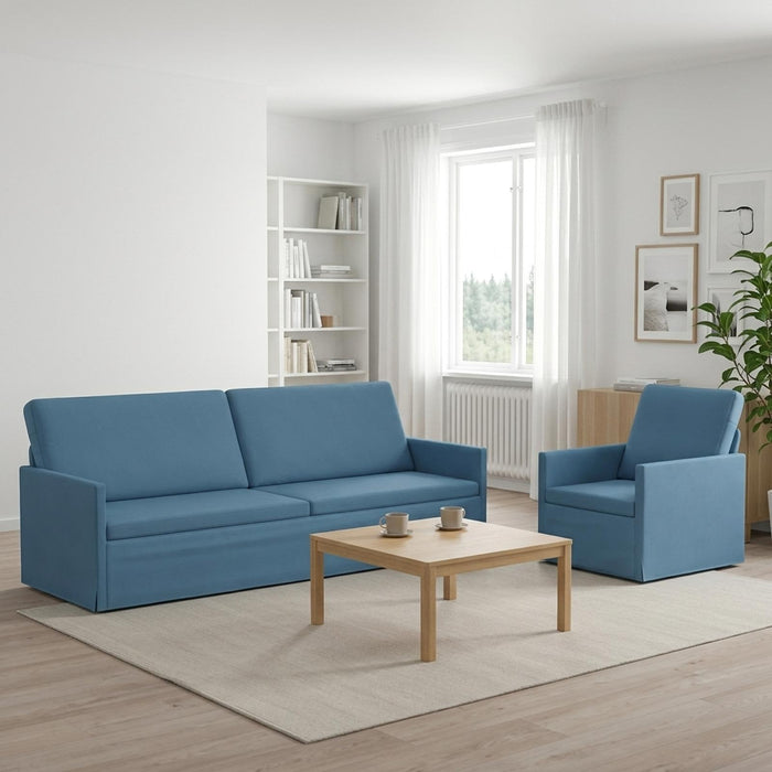 Set de canapea 2 pcs albastru Țesătură din corduroy WALTI