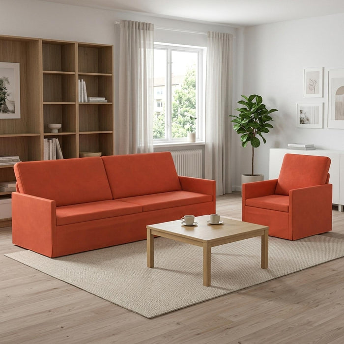Set de canapea 2 pcs Roșu portocalie Țesătură din corduroy WALTI