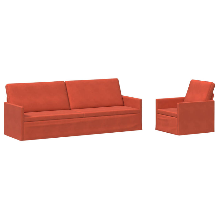 Set de canapea 2 pcs Roșu portocalie Țesătură din corduroy WALTI