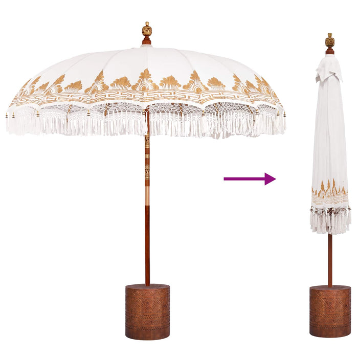 Umbrela balineză cu bază Crem și Marron Ø 210-220 cm WALTI