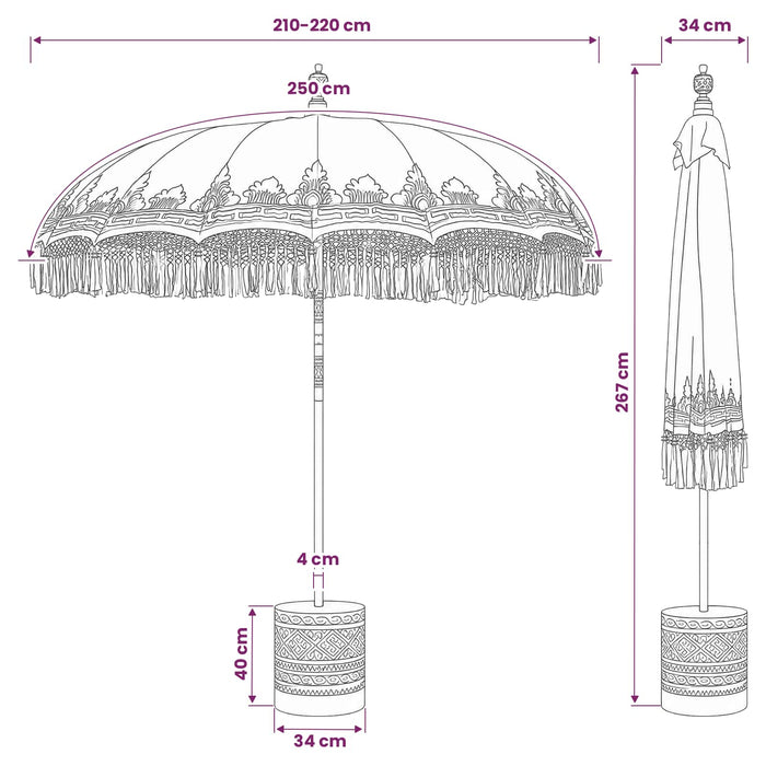 Umbrela balineză cu bază Crem și Marron Ø 210-220 cm WALTI