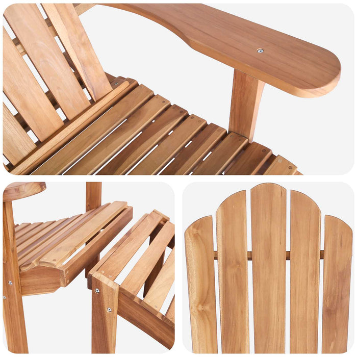 Scaun Adirondack de grădină cu suport pentru picioare natural WALTI