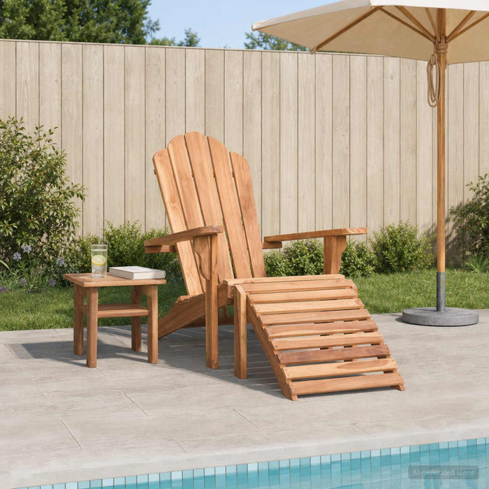 Scaun Adirondack de grădină cu suport pentru picioare natural WALTI