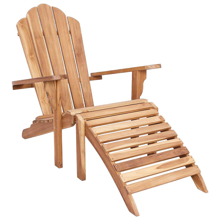 Scaun Adirondack de grădină cu suport pentru picioare natural WALTI