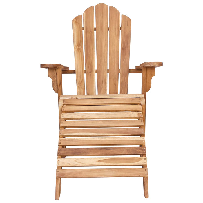 Scaun Adirondack de grădină cu suport pentru picioare natural WALTI