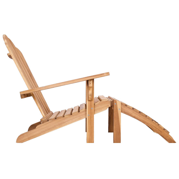 Scaun Adirondack de grădină cu suport pentru picioare natural WALTI