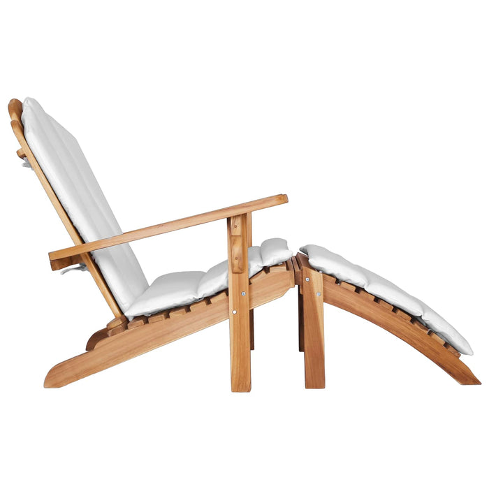 Scaun Adirondack de grădină cu suport pentru picioare natural WALTI