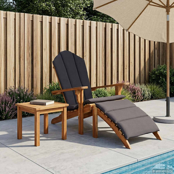Scaun Adirondack de grădină cu suport pentru picioare natural WALTI