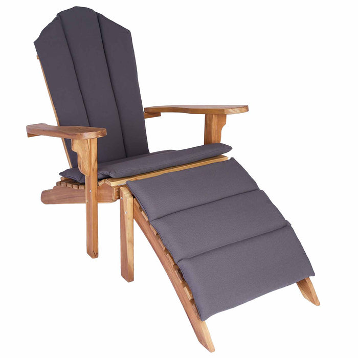 Scaun Adirondack de grădină cu suport pentru picioare natural WALTI