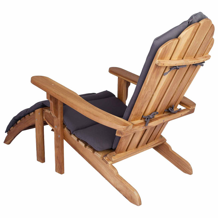 Scaun Adirondack de grădină cu suport pentru picioare natural WALTI