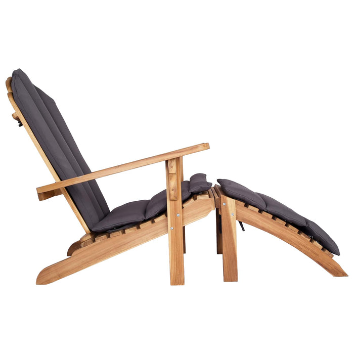 Scaun Adirondack de grădină cu suport pentru picioare natural WALTI
