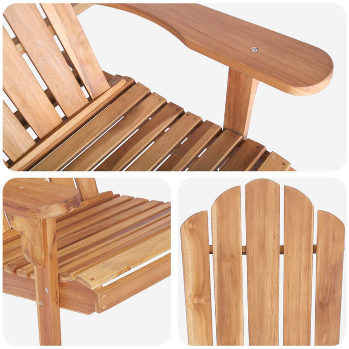 Fotoliu Adirondack pentru grădină natural Lemn solid de tec WALTI