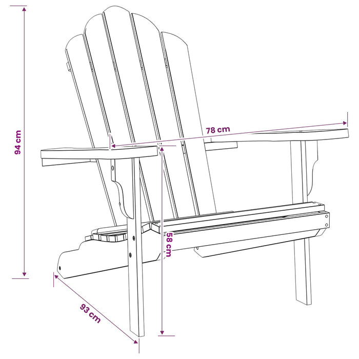 Fotoliu Adirondack pentru grădină natural Lemn solid de tec WALTI